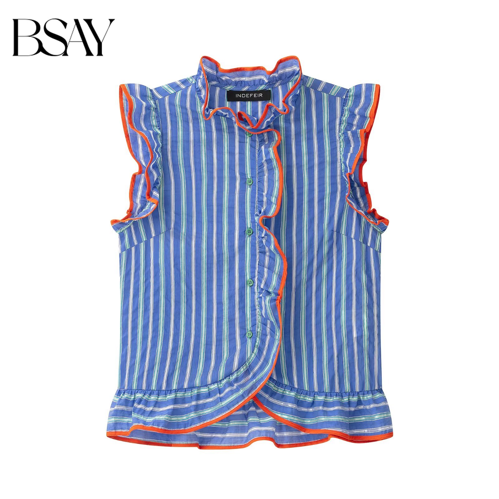 BSAY Dames kleurrijke gestreep - Shirt Camp Collar recensie en prijs