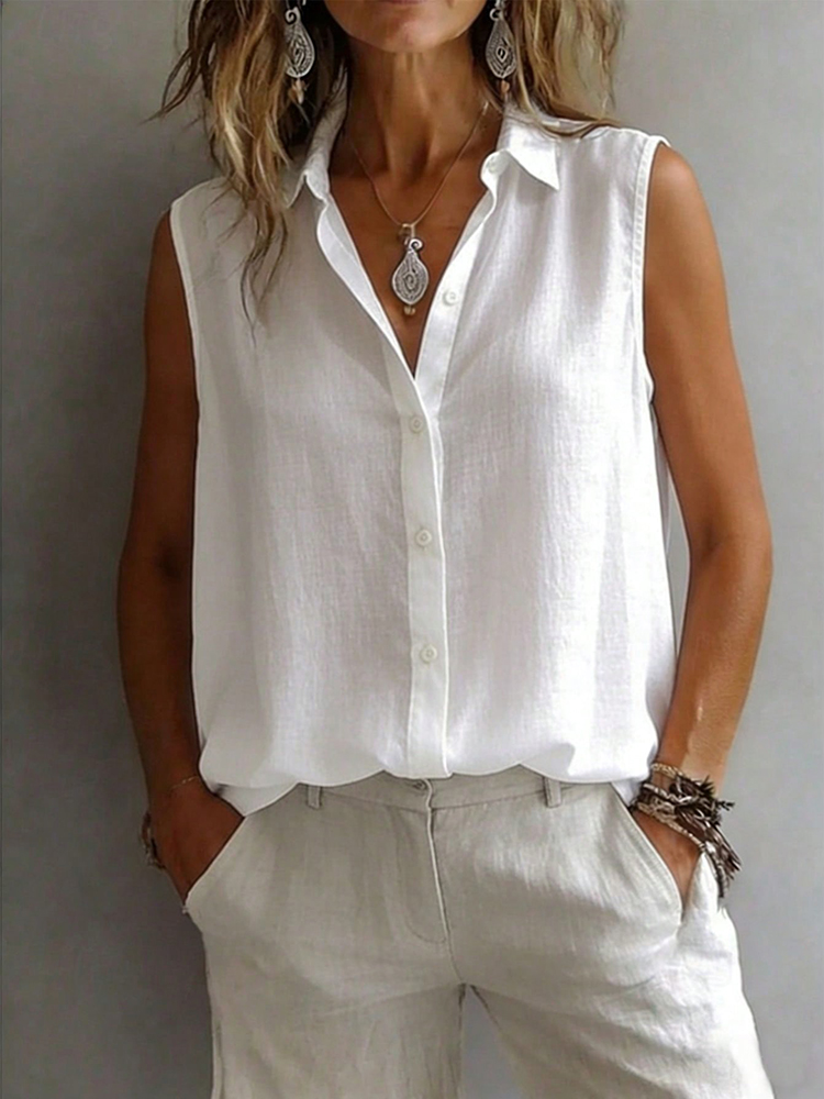 Modieus en elegant mouwloos ov - Shirt Camp Collar recensie en prijs