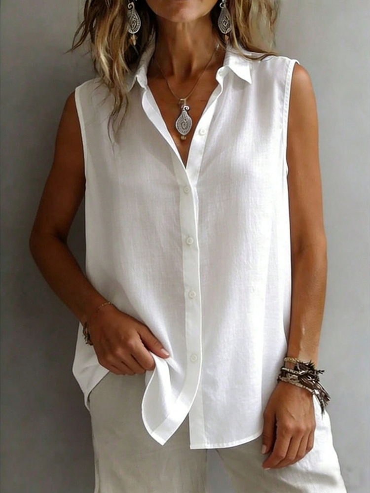Modieus en elegant mouwloos ov - Shirt Camp Collar recensie en prijs